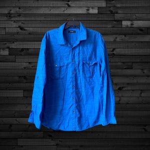 ALFANI Royal Blue Button Down Dress Shirt XXL